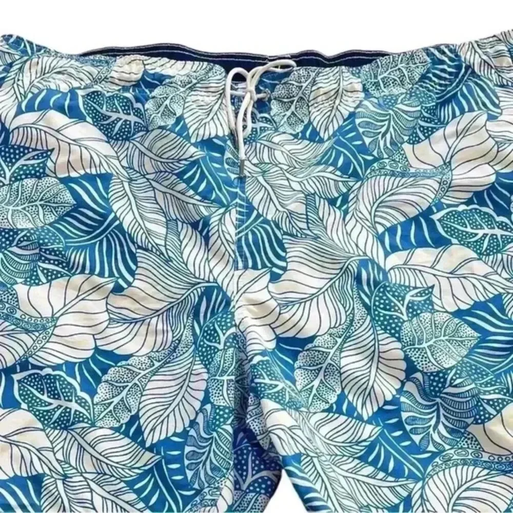 Lands End Mens Blue & White Swim Trunks Size XL